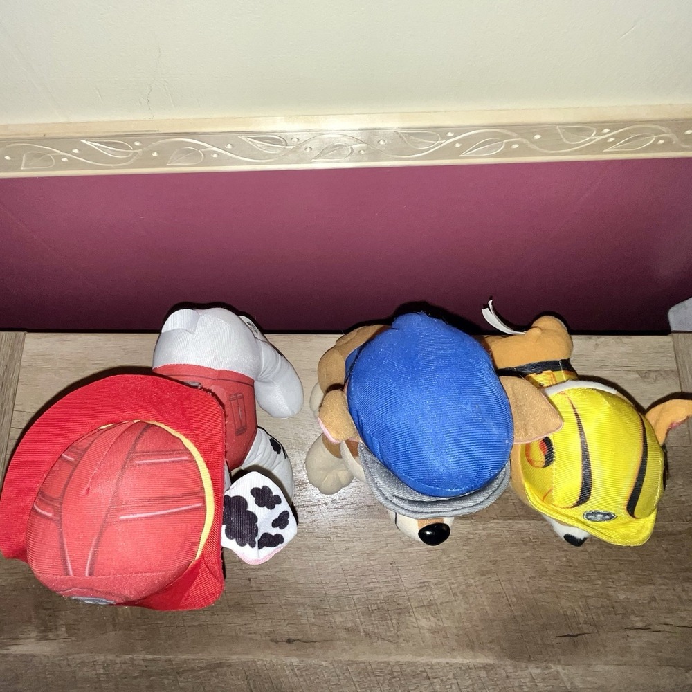 Lot Of 3 Plush Paw Patrol Marshall Chase Rubble Stuffed Animal 8-10" - Picture 9 of 16